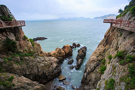 礁石,岩石,海浪,海岸线,海边栈道