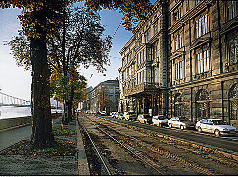 街道,有轨电车,轨道,多瑙河,布达佩斯,匈牙利