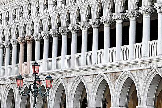 哥特式,建筑,公爵宫,宫殿,特写,圣马可广场,威尼斯,意大利,欧洲