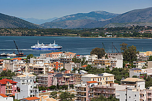希腊,伊庇鲁斯,港口,爱奥尼亚海,俯视图