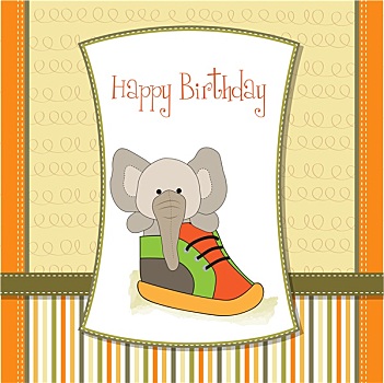 生日快乐,卡,大象,隐藏,鞋