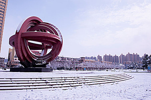 合肥和平广场雪景