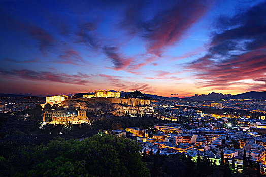 雅典,天际线,日出