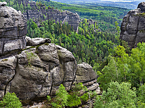 砂岩,山,撒克逊瑞士,萨克森,瑞士,岩石构造,靠近,德国,大幅,尺寸