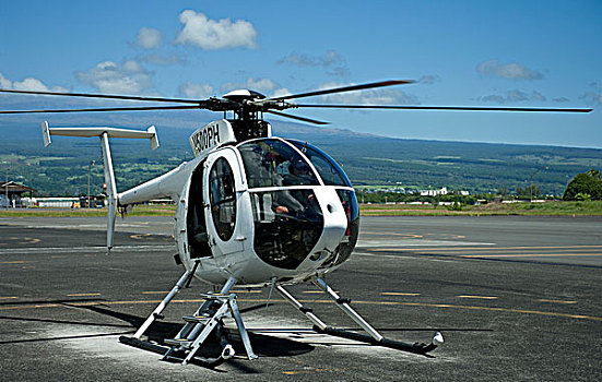直升飞机,就绪,空中游览,希洛,机场,夏威夷,美国
