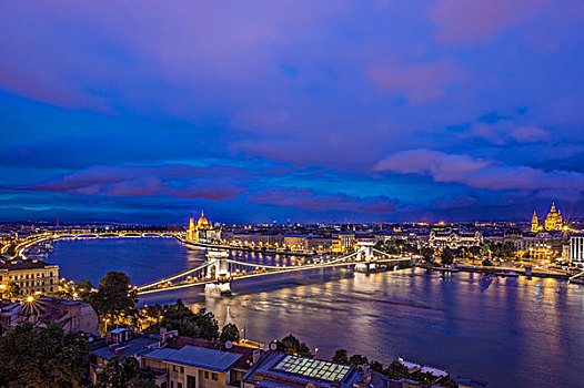 匈牙利,布达佩斯,黎明,多瑙河,大幅,尺寸