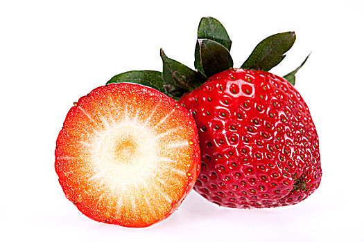 切削,新鲜,红色,草莓,隔绝,白色背景,背景