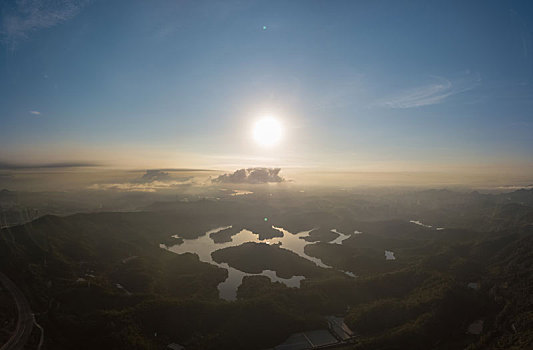 清晨时分的惠州红花湖景区航拍风光