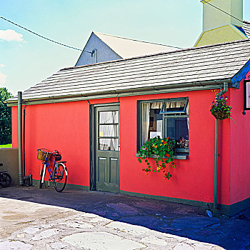 红色,涂绘,屋舍,科克郡,爱尔兰