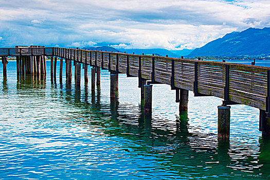 木桥,上方,湖,奥地利