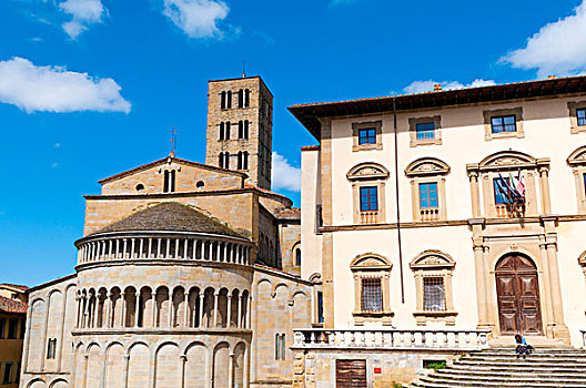 圣玛丽亚教堂,广场,大广场,阿雷佐,托斯卡纳,意大利