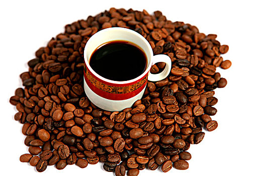 黑咖啡,堆,咖啡豆