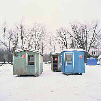 冰上钓鱼,小屋,魁北克