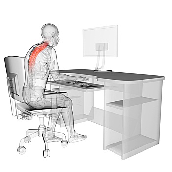 医学插画,错误,坐,姿势