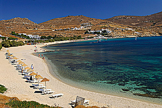 希腊,基克拉迪群岛,米克诺斯岛,海滩
