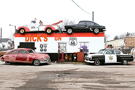 伊利诺斯,美国,66号公路,20世纪50年代,汽车