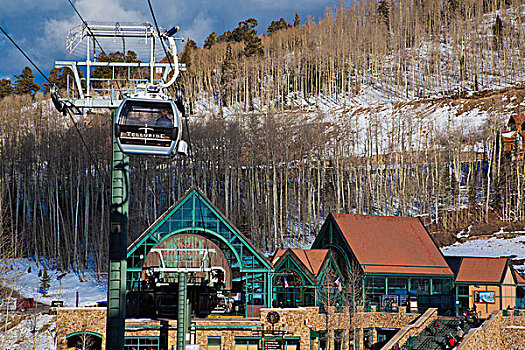 美国,科罗拉多,特柳赖德,山村,滑雪区,吊舱