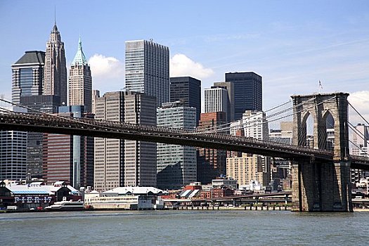 美国,纽约,曼哈顿,曼哈顿大桥,摩天大楼