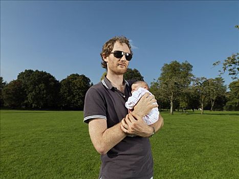 男人,婴儿,公园