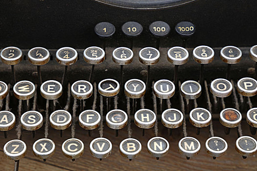 键盘,老,旧式,打字机,特写