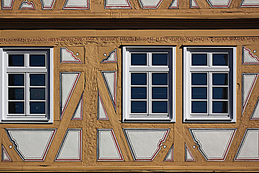 市政厅,特写,一半,木料,巴登符腾堡,德国,欧洲