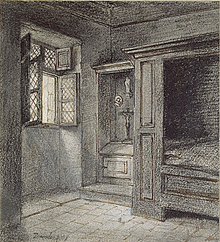 室内,卧室,左边,19世纪,艺术家