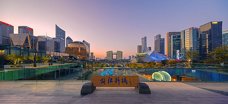 美丽的杭州钱江新城夜景