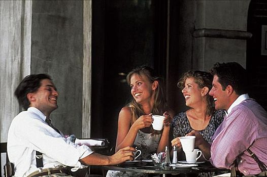 伴侣,男人,女人,友谊,餐馆,咖啡,餐饮,笑