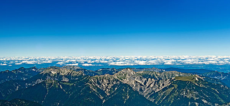 全景,楚格峰,德国,奥地利