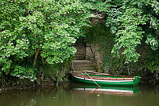 划艇,楼梯,岸边,诺森伯兰郡,英格兰