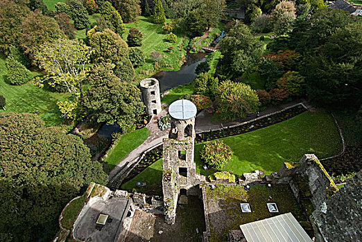 俯拍,历史,石头,建筑,布拉尼城堡,科克郡,爱尔兰