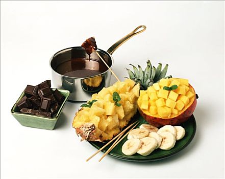 巧克力火锅,芒果,菠萝,香蕉