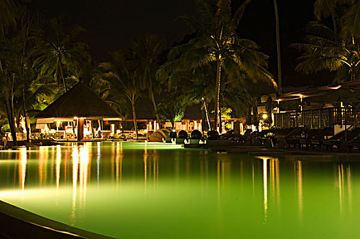 泰国,游泳池,胜地,光亮,夜晚