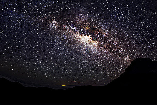 夏威夷,毛伊岛,哈莱亚卡拉国家公园,银河,星系,星空,高处,顶峰,低,灯,展示