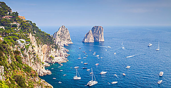 地中海,海边风景,著名,石头,卡普里岛,意大利