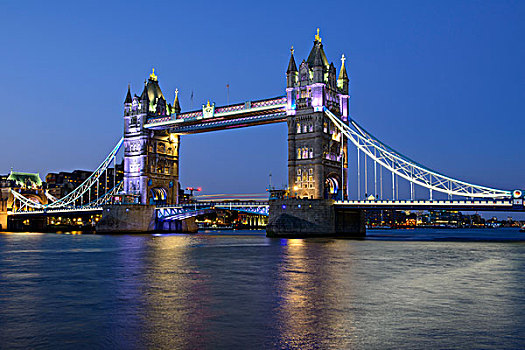 塔桥,光亮,夜晚,泰晤士河,伦敦,英格兰,英国,欧洲