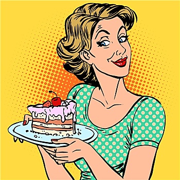 女人,甜点,蛋糕