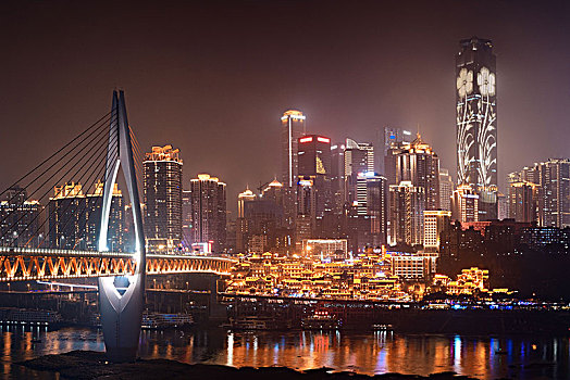 重庆,桥,夜晚