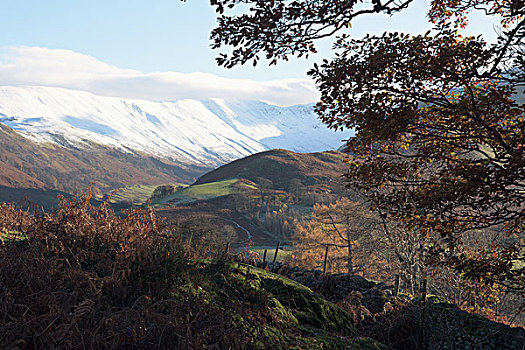 雪山,高处,湖区,英国