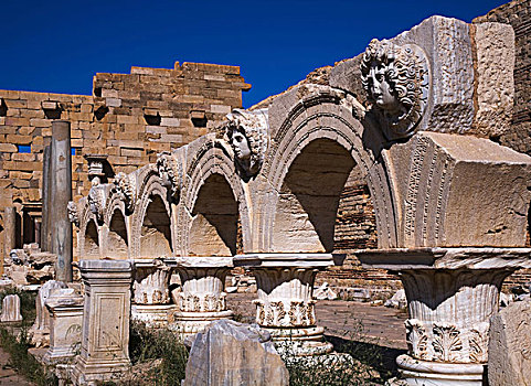 拱,柱廊,莱普蒂斯马格纳,利比亚,非洲
