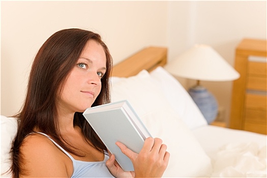 卧室,思想,女人,读,书本,床上