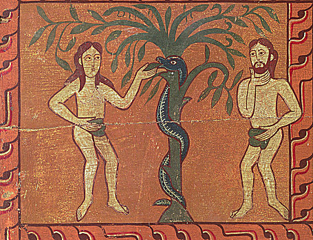 亚当,夏娃,毒蛇,木头,圣坛