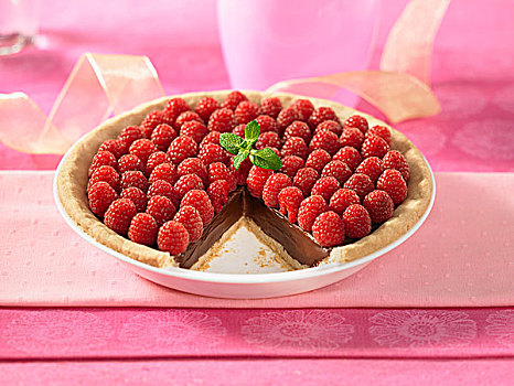 巧克力,馅饼,树莓