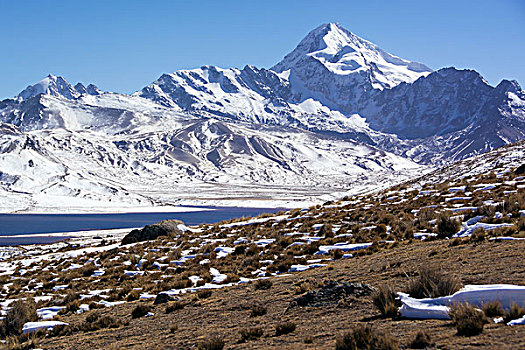 波托西地区,顶峰,雪,安第斯山,靠近,玻利维亚,南美