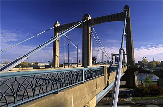 吊桥,河,道路,桥,明尼阿波利斯,明尼苏达,美国