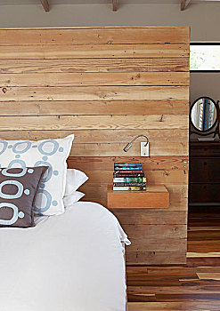 床,一堆,书本,床边,架子,木质,分隔