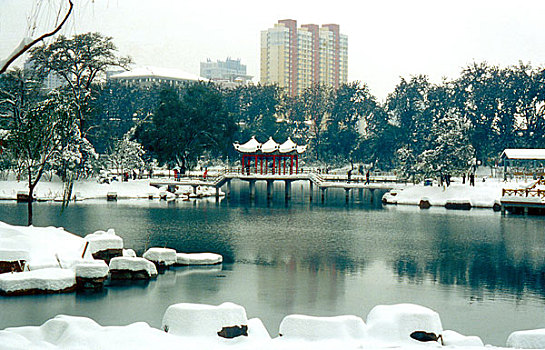 河北省石家庄市长安公园雪景