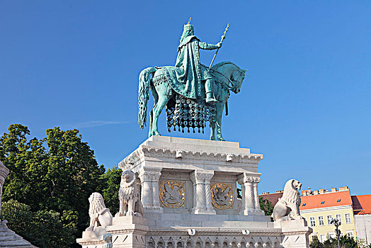骑马雕像,国王,棱堡,城堡,山,布达佩斯,匈牙利