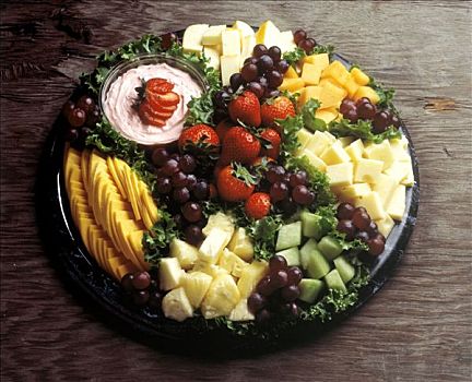 种类,水果,奶酪,大浅盘