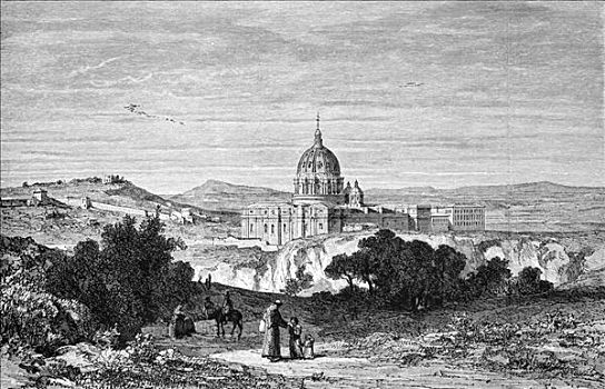 大教堂,梵蒂冈,罗马,意大利,1875年
